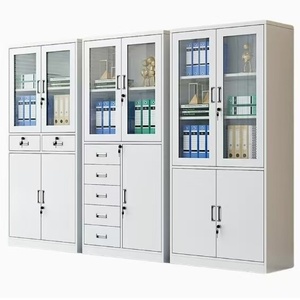 Armoire de classement à 2 portes, idéale pour les bureaux, les salles d'étude, les bibliothèques et les écoles, étagères réglables offrant <span class=keywords><strong>plus</strong></span> d'espace de rangement - Product Image 4