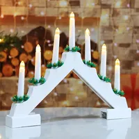 7L blanc chaud à piles éclairé intérieur décor à la maison vacances utilisé en bois LED chandeliers blancs