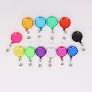 New Product ID Card Holder with Clip Name Reel Round ABS Translucent Conference Retractable Badge 32mm Round Lanyard