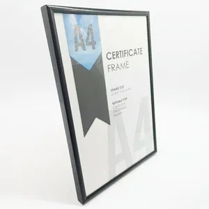 Cadre de certificat en PVC noir, vente en gros, format A4 21x29.7 cm, cadre de photo en plastique
