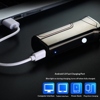 Briquet à double arc électrique rechargeable USB-C en métal, grande capacité, longue autonomie, style bouton, portable
