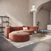Canapé modulaire en tissu capitonné en forme de L, style minimaliste américain moderne, trois places, gain de place, montage facile, salon