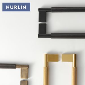 נורלין דלת פליז מוצק כפול חד צדדי צלב מסוקס מטבח מקרר מכשיר ארון משיכה בר עץ שער דלת זכוכית - Product Image 5