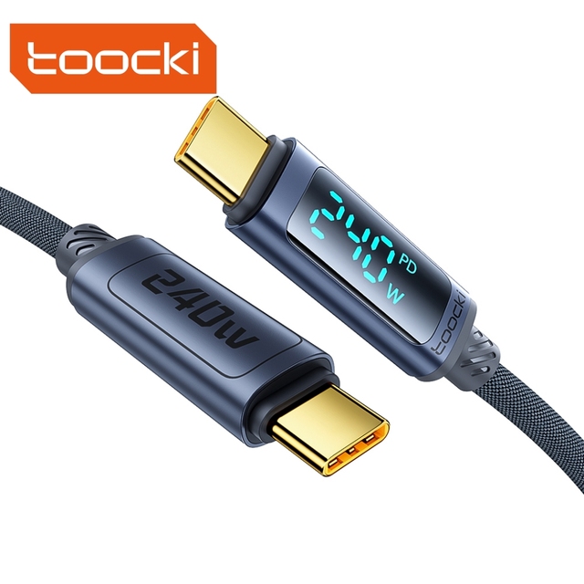 Toocki 240W Digital Display Cable Dynamic Power Display USB-C to USB-C & PD 3.1 Protocol for MacBook Pro iPad Pro Charging