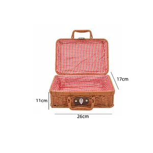 New products best selling cane storage box cloth woven basket built in storage and sorting camera box 26*17*11cm