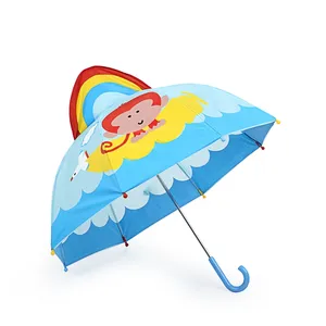 mini blue rainbow pattern 8 ribs manual open cartoon child kids umbrella
