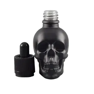 Dài Pipette Matte Đen Skull Chai 50Ml 30Ml Chai Thủy Tinh Nhỏ Giọt