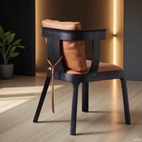 Chaise de salle à manger personnalisable de style européen moderne, luxe léger, en bois et cuir rembourré, pour la maison, le bureau, l'hôtel