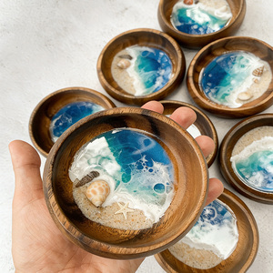 Bol océanique artisanal en résine, marque privée, en bois, pour mariages, plages, ornement décoratif original d'<span class=keywords><strong>inspiration</strong></span> rustique sur le thème <span class=keywords><strong>du</strong></span> <span class=keywords><strong>monde</strong></span> marin - Product Image 3