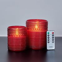 Lot de 2 bougies LED sans flamme en verre, bougies artificielles scintillantes télécommandées pour la décoration de la maison en période des fêtes