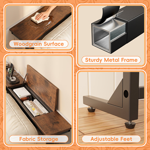 Mesa Consola <span class=keywords><strong>de</strong></span> Altura Ajustable con Carga Inalámbrica y Toma <span class=keywords><strong>de</strong></span> Corriente, Almacenamiento Abatible, Mesa Estrecha <span class=keywords><strong>de</strong></span> 2 Niveles para Entrada/Sofá - Product Image 5