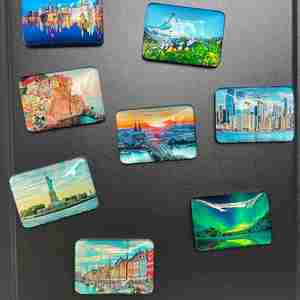 Nam châm tủ lạnh tùy chỉnh thiết kế hình chữ nhật Tinh thể thủy tinh quốc gia thành phố khu vực tên vuông tủ lạnh magne - Product Image 1