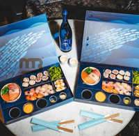 Boîte à bento pliable pour restaurant de cuisine asiatique japonaise de qualité supérieure avec logo personnalisé, pour emporter, avec compartiment pour sauce et coupelle