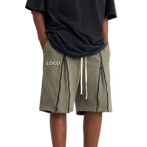 กางเกงขาสั้นผู้ชายแฟชั่นลำลอง ระบายอากาศได้ดี แต่งระบายผ้าขนสัตว์ ตัดสีตัดกัน ทรงหลวม ปรับแต่งได้ พร้อมเชือกผูกเอว - Product Image 2