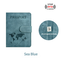 Dompet Kulit PU Penahan RFID dengan Logo Kustom Vintage, Tempat Kartu Kredit, Aksesoris Perjalanan Bisnis