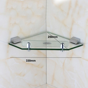 Modern Stainless Steel Finish Bathroom Accessories Wall Mounted Dual <strong>Glass</strong> Corner <strong>Shelves</strong> for <strong>Shower</strong> for Hotels - Product Image 2