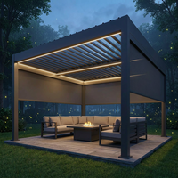 Pergola bioclimatique automatique en aluminium moderne, résistante à la pluie, avec éclairage LED pour jardin extérieur, patio, terrasse, design écologique