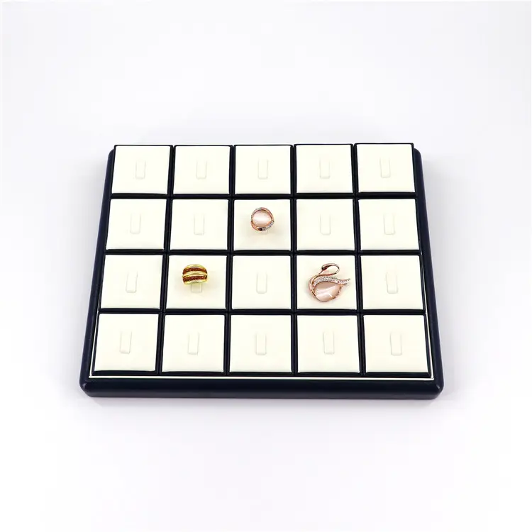 High-end Ring jewelry custom display tray white jewellery shops luxury tray of Leather