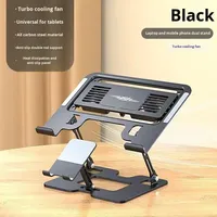 Support de refroidissement pliable en acier au carbone pour ordinateur portable et téléphone portable, avec ventilateur silencieux, pour gaming et rehaussement d'ordinateur portable