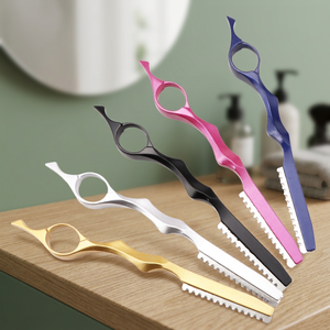 Hair <b>Cutter</b> Metal Single <b>Edge</b> Blade Straight Carbon Steel Safety Razor with Rubber Handle Right-Handed for Hair Thinning - Product Image 4