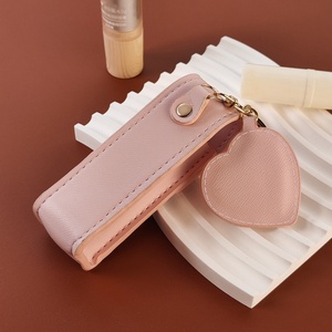 PU Leather Heart Lipstick Bag Women Keychain Pendant High-Value Small Gift Customizable Logo - Product Image 2