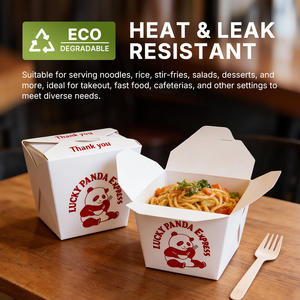 Caja de Papel Kraft Biodegradable y Ecológica para Fideos, Base Cuadrada, a Prueba de Fugas, Portátil, para Comida para Llevar, con Relieve - Product Image 4