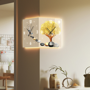Reloj de pared moderno con pantalla Digital silenciosa de doble cara para sala de estar, Art Deco abstracto, retroiluminación naranja, aguja acrílica de doble cara - Product Image 6
