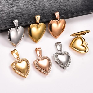 Stainless Steel Zirconia Heart Photo Locket Pendant Openable <b>Picture</b> <b>Box</b> <b>Frame</b> Charms Chain Necklace for Women Men Metal Jewelry - Product Image 2