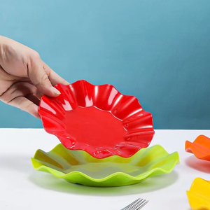 Plato de Servir Blanco con Borde Ondulado, Similar al <span class=keywords><strong>Porcelana</strong></span>, Creativo, de Plástico Melamina, para Aperitivos, para Restaurante, Venta al Por Mayor - Product Image 6