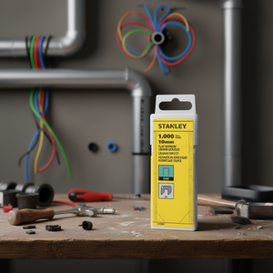 Grapas Planas Estrechas Stanley de 10 mm, 1000 Unidades, Recubiertas de Zinc, para Fijación de Cables - Product Image 3