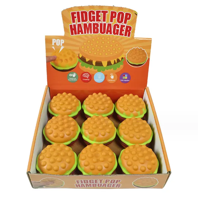 Bolas antiestrés 3D de hamburguesa divertida, juguetes de burbujas antiestrés, pelota de juguete para aliviar el estrés