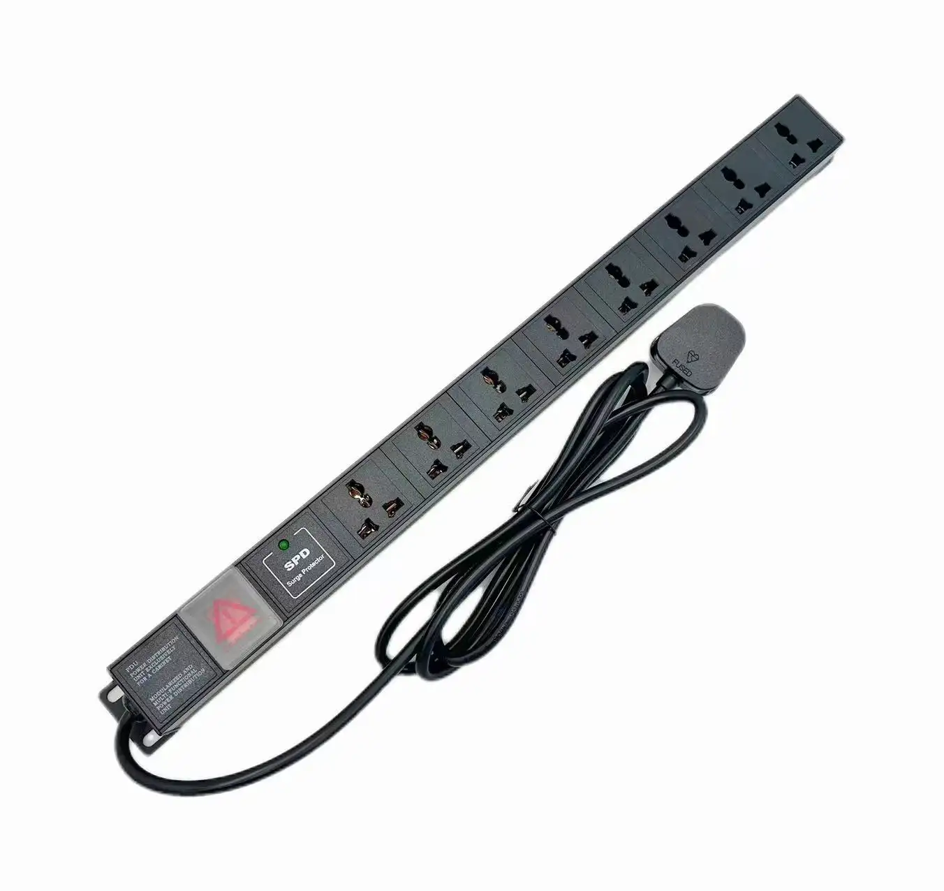 Universal 10A 1U 8 way pdu with on/off switch and surge production refer to sheet power distribution unit