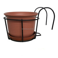 Garde-corps suspendu en fer rond, support de pot de fleurs noir et blanc, support de pot de plante d'extérieur, vente en gros