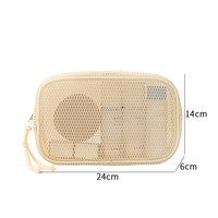 Kit de trousse à cosmétiques en maille rose personnalisée avec fermeture éclair, trousse à crayons, trousse à maquillage, pochette en filet, trousse à maquillage professionnelle avec fermeture éclair en silicone