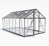 Villa Cour Maison Aluminium Polycarbonate Serre Jardin Kit Facilement Assemblé Cadre Métallique Décoratif Green House