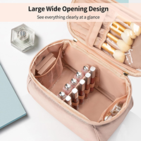 Trousse de Maquillage de Voyage Grande Capacité, Organisateur Cosmétique en Forme de U, Pochette de Rangement pour Articles de Toilette pour Femmes et Filles avec Compartiment pour Pinceaux