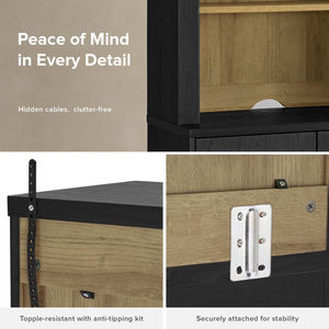 Estantería de armario de almacenamiento negra de diseño arqueado directo de fábrica con vitrina de trofeo Hutch para sala de estar - Product Image 4