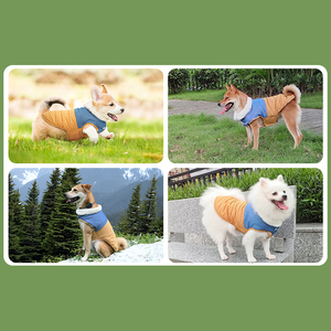 Comodidad personalizada con rayas reflectantes amarillo mezclado azul chaqueta impermeable cálido perro 2 <span class=keywords><strong>capas</strong></span> forro polar cachorro abrigo de invierno - Product Image 5