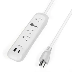 3 AC outlet surge protector us power cord usb c power strip