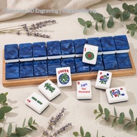 Tuiles de Mahjong américaines en acrylique nacré mica tricolore, gravées en profondeur, artisanat exquis, avec un magnifique jaune
