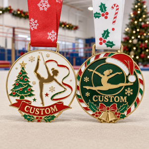 Medaglia in Metallo Personalizzata per Ginnastica con Design Gratuito, Logo Festivo in Smalto Duro, Cordino Personalizzato per Eventi Scolastici - Product Image 1