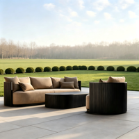 Ensemble de salon moderne en aluminium pour jardin, fauteuils de patio, mobilier d'extérieur, canapés d'angle pour terrasse, balcon, cour arrière, groupe de sièges