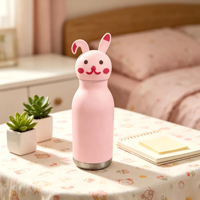 Bouteille isotherme Emode sans BPA, design tête de loup, avec couvercle en forme de tête d'animal