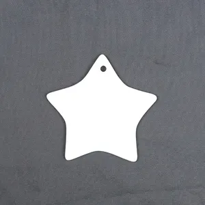 Adornos en blanco para árbol de Navidad 2024, adorno de cerámica plano con estampado UV de doble cara en forma de estrella