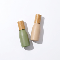 Flacon roll-on en verre vide, givré mat, avec bouchon en bambou et bille en verre, pour emballage cosmétique