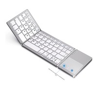 Clavier Bluetooth pliable 3 volets en plastique OEM, 64 touches, portable, fin, sans fil, avec pavé tactile pour Mac et iOS, gris sidéral