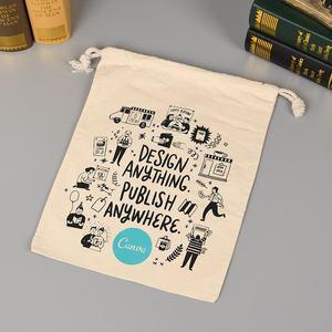 Sac à cordon en coton et lin personnalisé avec logo écologique pour cadeaux et artisanat - Product Image 1