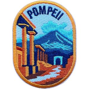 Patch brodé personnalisé Pompeii Italie 3 pouces, thermocollant ou à coudre, applique de voyage en tissu - Product Image 1