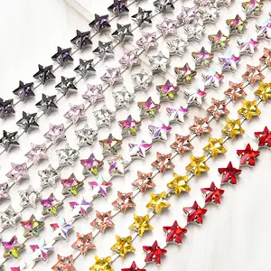 Silver Claw Star Shape Rhinestone Cup Chain Garment Decorative Crystal Applique Trim Diy Necklace Bridal Dress Hair Accessories