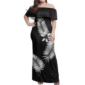 Vestido sexy de diseño tribal polinesio, patrón de isla del Pacífico personalizado, <span class=keywords><strong>talla</strong></span> grande, un hombro, manga corta, Maxi vestido estampado a pedido - Product Image 5